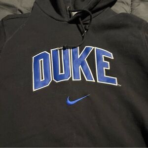 Nike Duke Blue Devils Hoodie Mens M Black Pullover Center Swoosh Spellout Logo